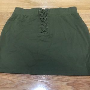 Olive green mini skirt